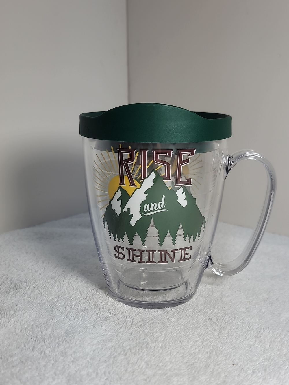 Tervis Rise and Shine Green Mountain Travel Mug with Handle 16oz EUC